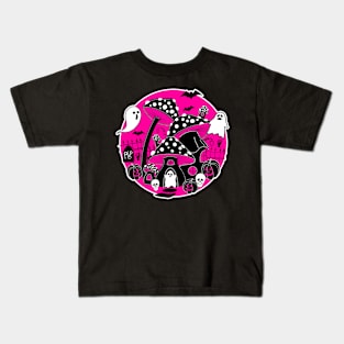 Mushroom Halloween Hot Pink Spooky Fairy House Kids T-Shirt